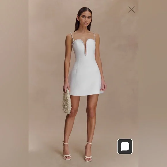 MESHKI - Kingsley Beaded Neckline Mini Dress - Picture 1 of 5